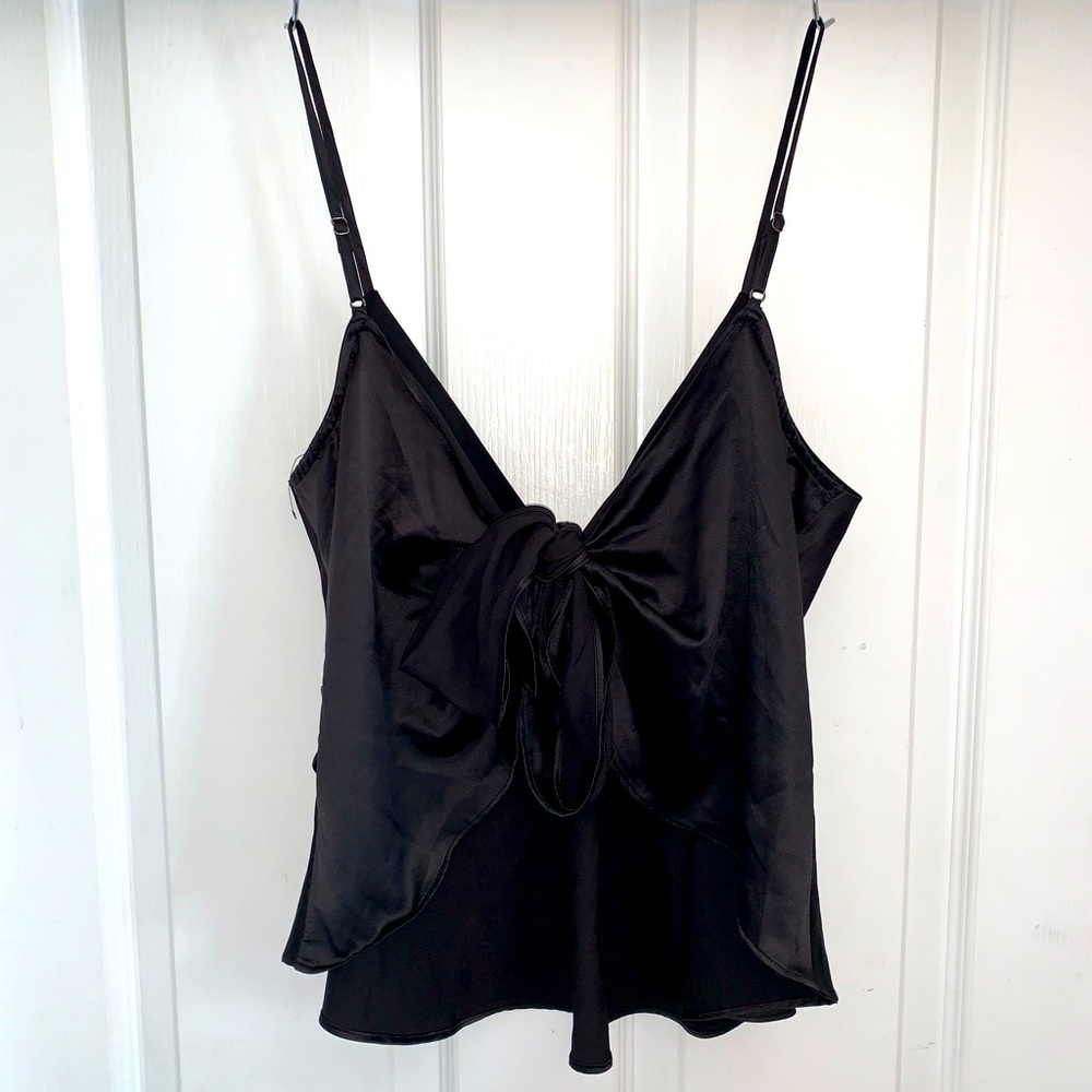Lulu's Black Satin Tank Top